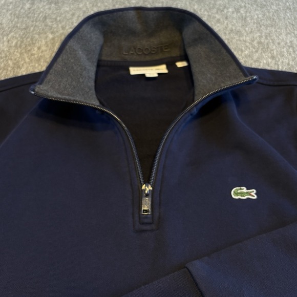Lacoste 1/4 Zip Sweatshirt Sweater Men's Size 6 | XL Navy Jumper‎ Pullover - Picture 1 of 12